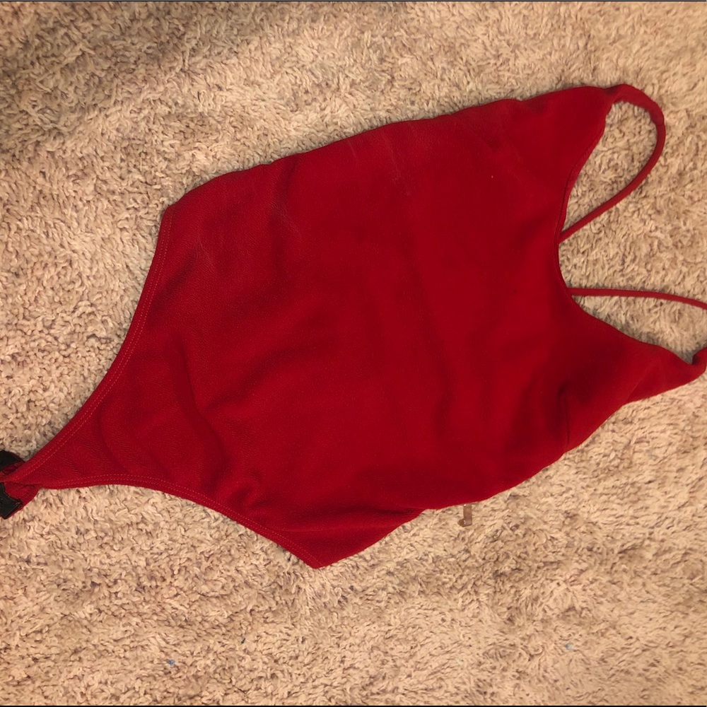 Red Cross strapped bodysuit